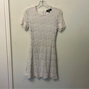 Lulu's White Flutter Sleeve Sheath Dress